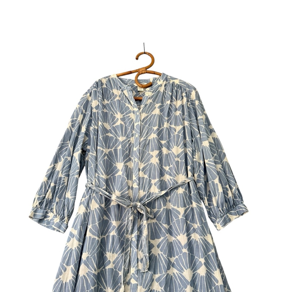 H&M‎ | Tie Waist Balloon Sleeve Midi Dress Button Front Size M - Picture 4 of 10
